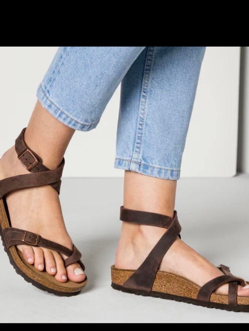 Birkenstock Yara Habana Oiled Leather Brown Strappy Sandals Sz 7